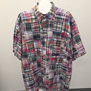 Men's Multicolor Plaid Short-Sleeve Button-Down Shirt